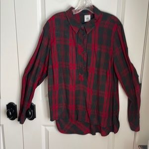Cabi Red and Gray Plaid Shirt